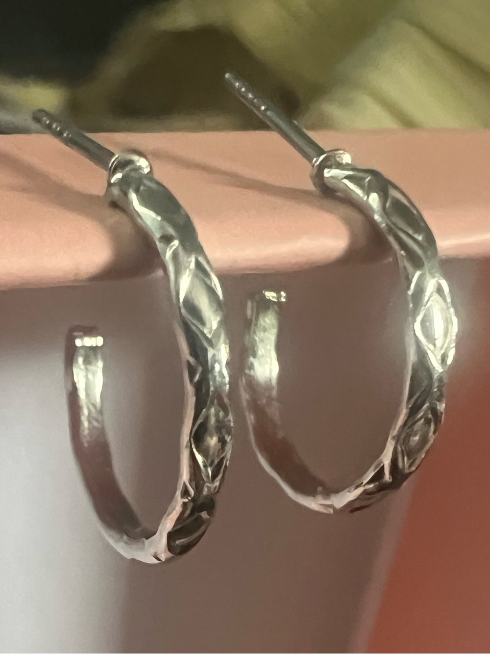 Textured Silver Hoop Earrings